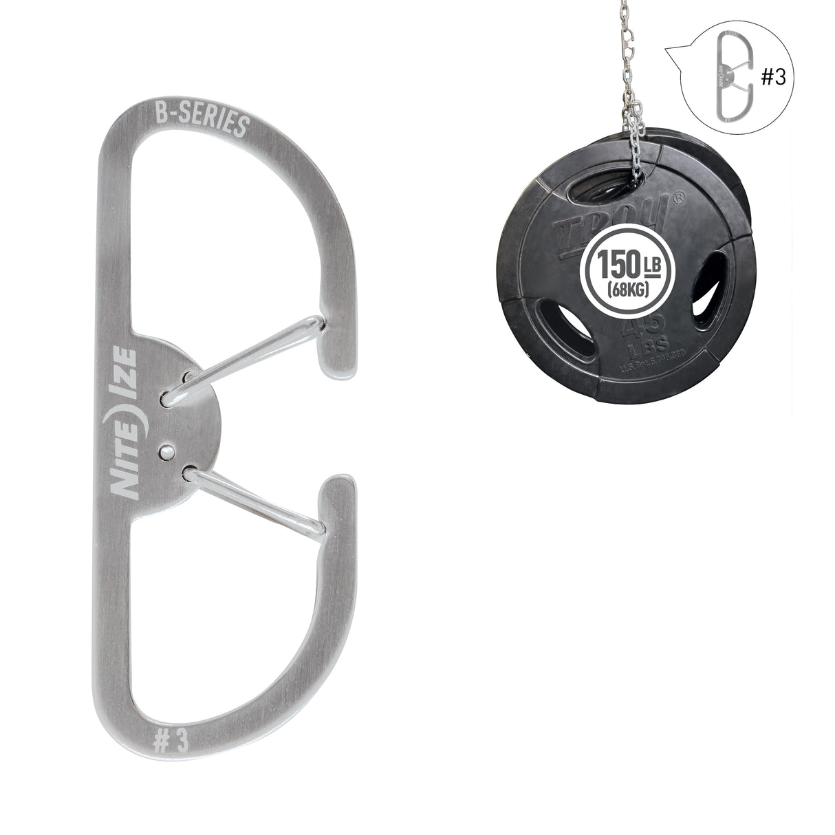 Bカラビナー#3 ステンレスシルバー